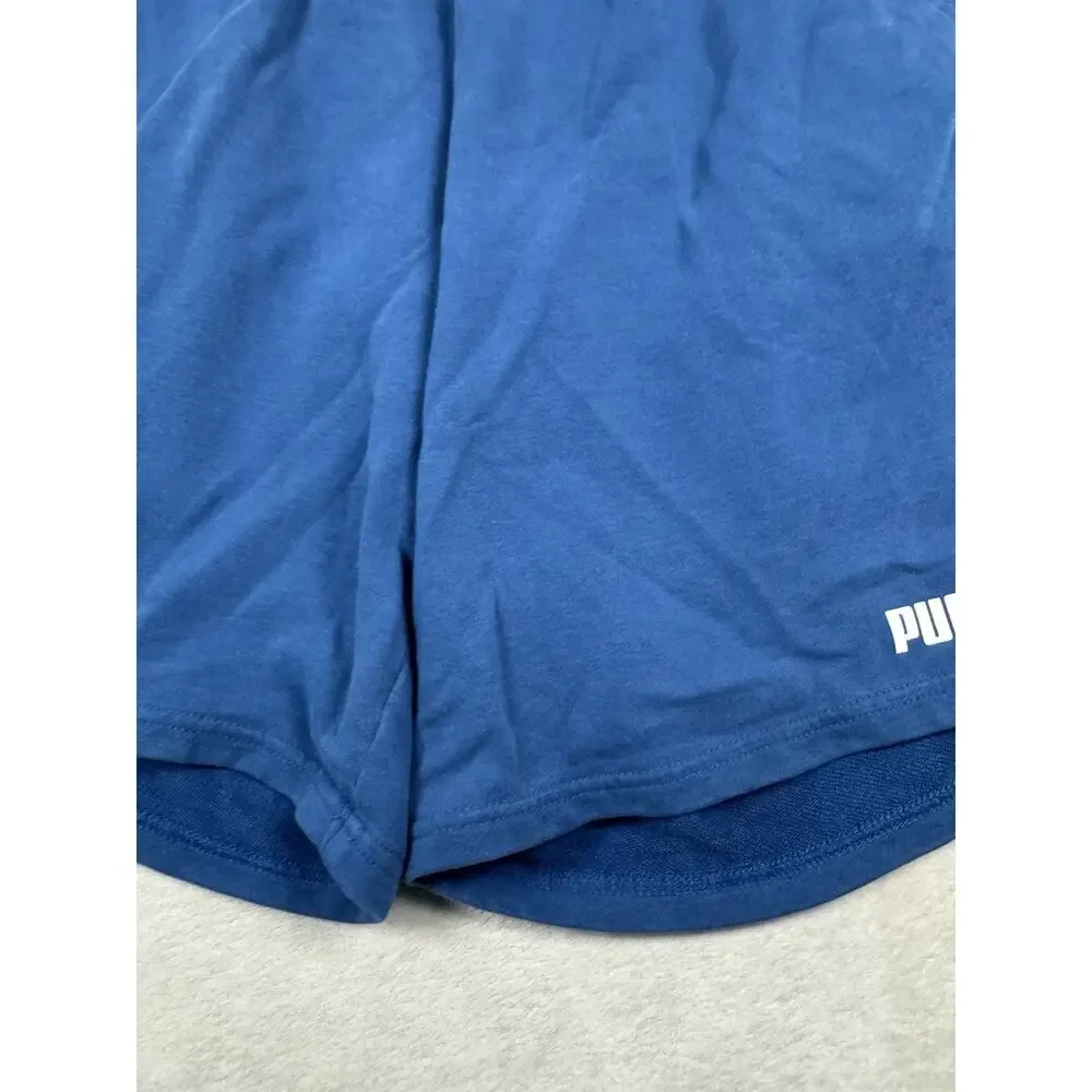 Puma Men’s Blue Fleece Shorts Logo Tape Side XL Athletic Lounge Sweat Shorts
